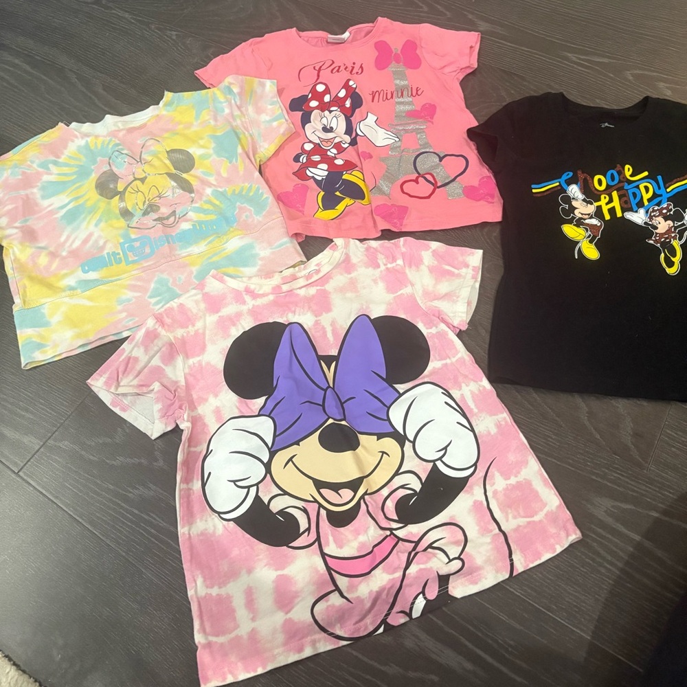 Disney Minnie Mouse Kids T-Shirts, Pink, Black, Multicolor,
Size Small, set of 4